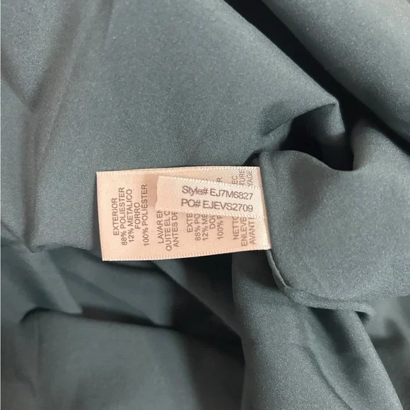 Eliza J Off the Shoulder Emerald Green Brocade Floral Belted Dress Sz 10 - Picture 14 of 16